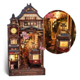 Funpola Sakura Train Book Nook Kit Led 3D Wood Puzzle Infinity Diy Bookshelf Model