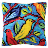 CDA stamped cross stitch kit cushion "Birds on the branches", 40x40cm, DIY Model