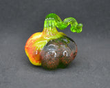 Orange Glass Pumpkin Figurine Hand Blown Fall Halloween Decor Autumn Gift Model