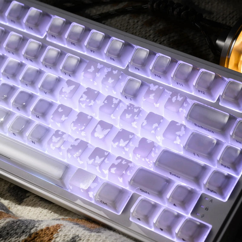 XVX White Butterfly Keycaps OEM Profile IMD-Tech RGB Friendly 21 Keys Set Model