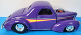 Road Legends 1:18 1941 Willys Hot Rod Diecast Model Car Purple Dragster Model