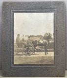 Man in Top Hat Driving Horse Drawn Carriage Cabinet Card Antique Photo on Board Model