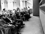 People watch stock board Merrill Lynch office Boston May 26 1970 Old Photo Model