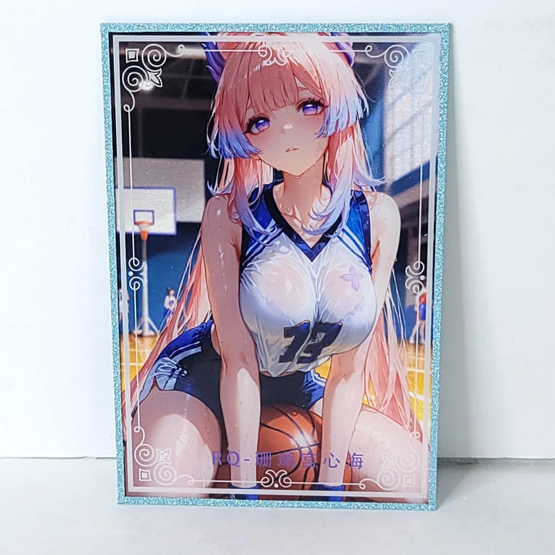 Kokomi Basketball Blue Glitter Waifu Card Anime Girl Wall Art Oversized Board A5 Model