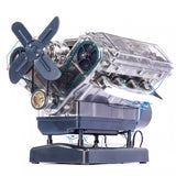 Mini V8 Engine Model Kit That Runs Mechanical Assembly DIY Toy With Bracket Model
