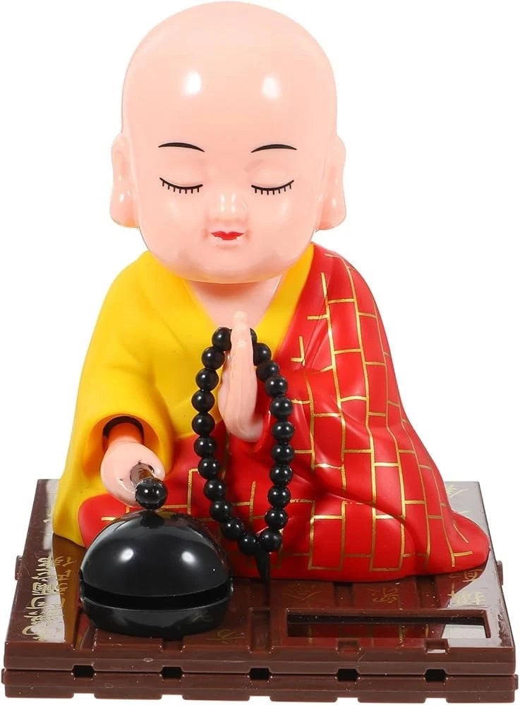 Little Buddha Monk Figurine Solar Funny Shaking Head Toys Car Dashboard Ornament Model