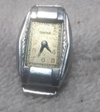Central Art Deco Wind Up Watch Women AL10 Model Silver Case No Glass Band Repair Model