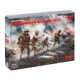 ICM 35703 Plastic model kit Scale 1:35 British infantry in gas masks (1917), WW? Model