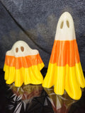 Halloween Candy Corn Ghosts Decor. Ghost Figurine.  Small.  Indoor . Set of Two. Model