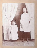 Antique Board Photograph Lillie Caswell and Maude Girls in White Dresses Model