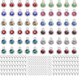 260Pcs Charms for Jewelry Making, 60Pcs Gold Crystal Birthstone Charms Beads wit Charms