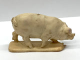 Beige Miniature Pig Figure Plastic Toy Vintage Farm Display 1 1/4¡± H Model