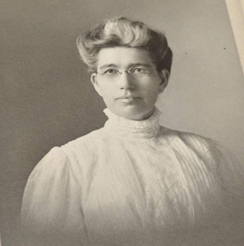 Photo on Board Beautiful Woman wearing glasses w/ Original Glassine Sleeve 1908 Model