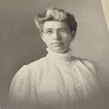 Photo on Board Beautiful Woman wearing glasses w/ Original Glassine Sleeve 1908 Model