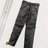 Black 1/6 Scale Men's Pu Pants Leather Trousers Model for 12in Action Figure Model