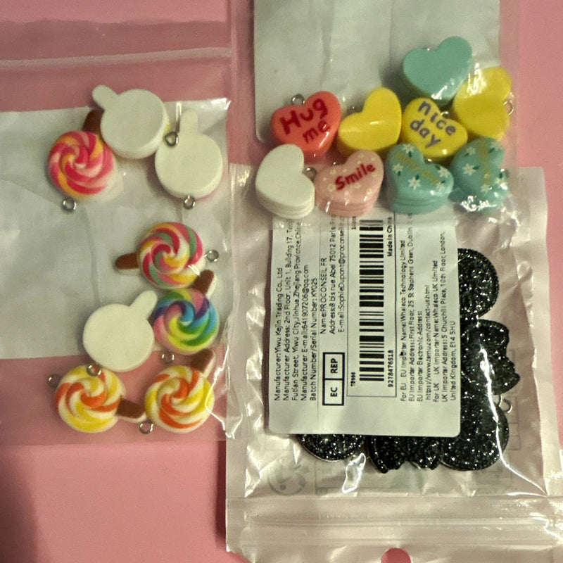 Assorted Multicolor Heart & Lollipop Charm Lot for Jewelry Making Charms