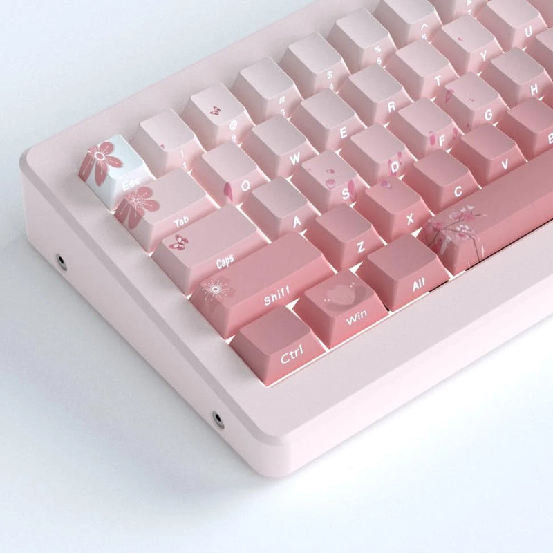 135 Keys Pink Sakura PBT Keycaps Side Printed Gradient Cherry Profile Model