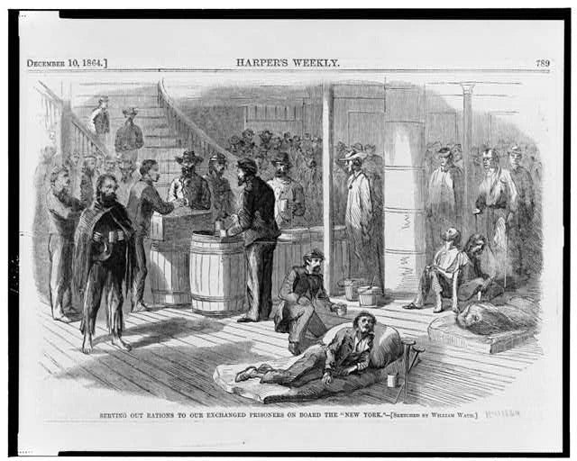 Photo:Civil War Prisoners on Board New York 1864 Rations Union POWs Model