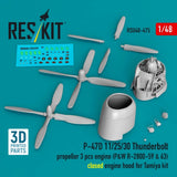 1/48 ResKit RSU48-0475 P-47D 11/25/30 Thunderbolt propeller (3 pcs), engine (P&W Model