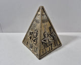 Resin Pyramid Ornament Egyptian & Mayan Carved Scenes 4?Sided Display Ornament Model