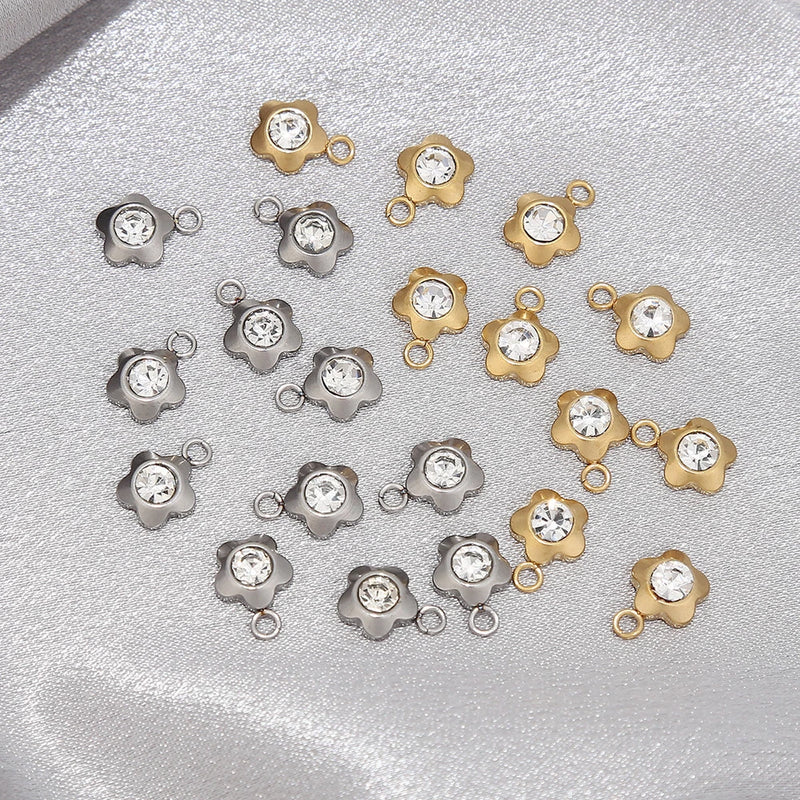20pcs stainless steel gold/silver flower charms Charms