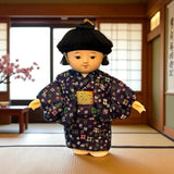 Vintage Japanese Kimekomi Doll Blue Kimono Display Figurine c 2010s 7¡± Tall Model