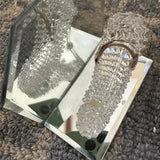 Vintage Spun Glass Cinderella Slipper Style Figurine Mirrored Display Stand 5 in Model