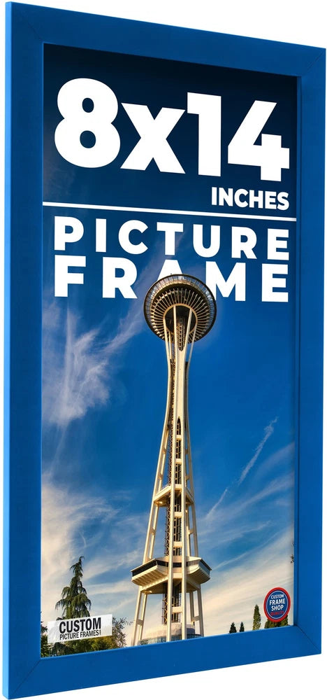 8x14 Frame Blue Solid Wood Picture Frame Width 0.75 Inches | Interior Frame Dept Model