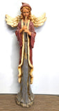 20" Tall Angel Figurine Playing Flute Rustic Folk Art Christmas Decor Statue Model