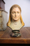Vintage Chalkware Head Bust Countertop Display Religious woman statue Oddity Model
