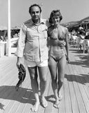 Stanley Donen and Yvette Mimieux walking on the boards of Deauvil - Old Photo Model