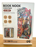 New CHRISTMAS Village DIY Book Nook Kit 3D Wooden Puzzle with LED Light & Mirror Model