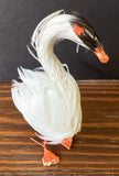 Miniature Swan Figurine Handmade Real Feathers for Printer's Drawer Display 3.5" Model