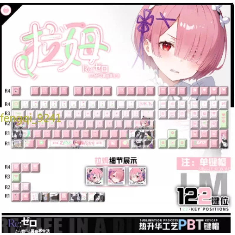 Re:Zero -Starting Life in Another World- Ram PBT Keyboard Keycaps 122 PCS Keycap Model