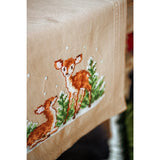 Vervaco stamped cross stitch kit tablechloth "Hirsch", 40x100cm, DIY Model