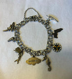 Vintage Sterling Silver Double Link Charm Bracelet Travel Marine - 8 Charms Charms