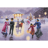 Heritage counted cross stitch kit evenweave fabric "Christmas Skaters", JCXS1418 Model