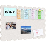 36x24 Inch Beige Scalloped Felt Bulletin Board Foldable Pin Board Model