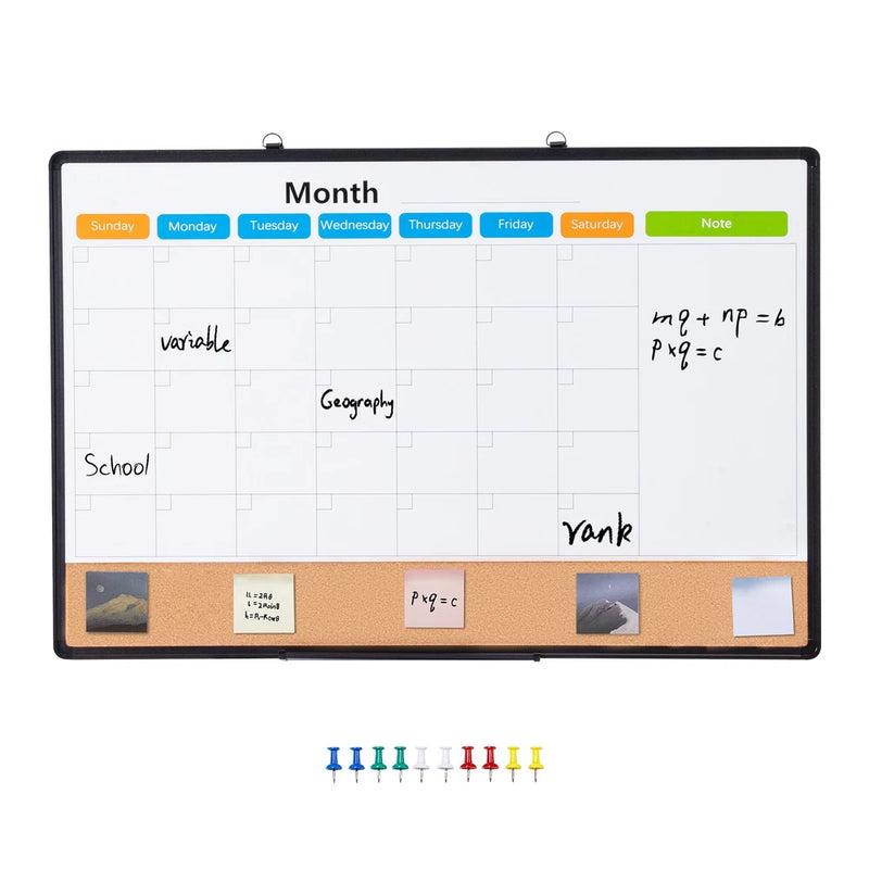 Uimoso 36"x24"Monthly Calendar Whiteboard & Cork Board Combo with Aluminum Frame Model