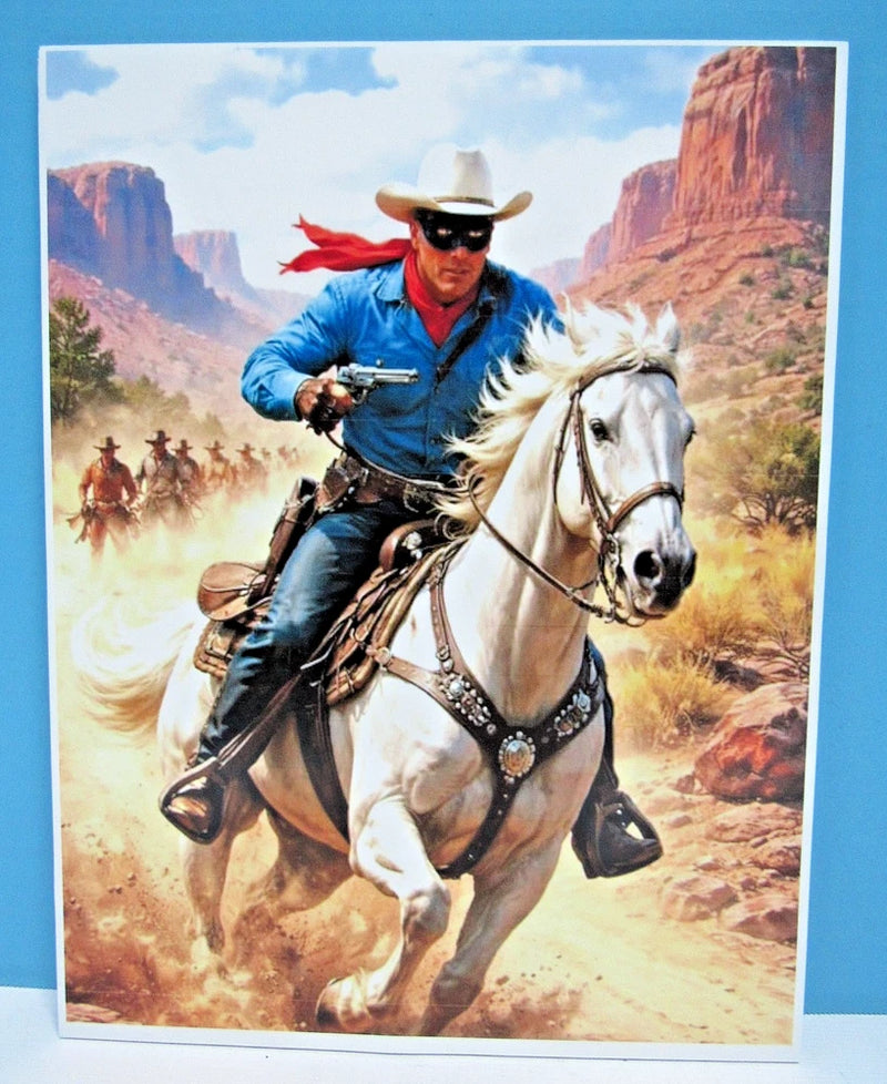 CLASSIC 8 1/2" X 11" GLOSSY PHOTO COPY OF THE LONE RANGER & SILVER ON HPDE BOARD Model