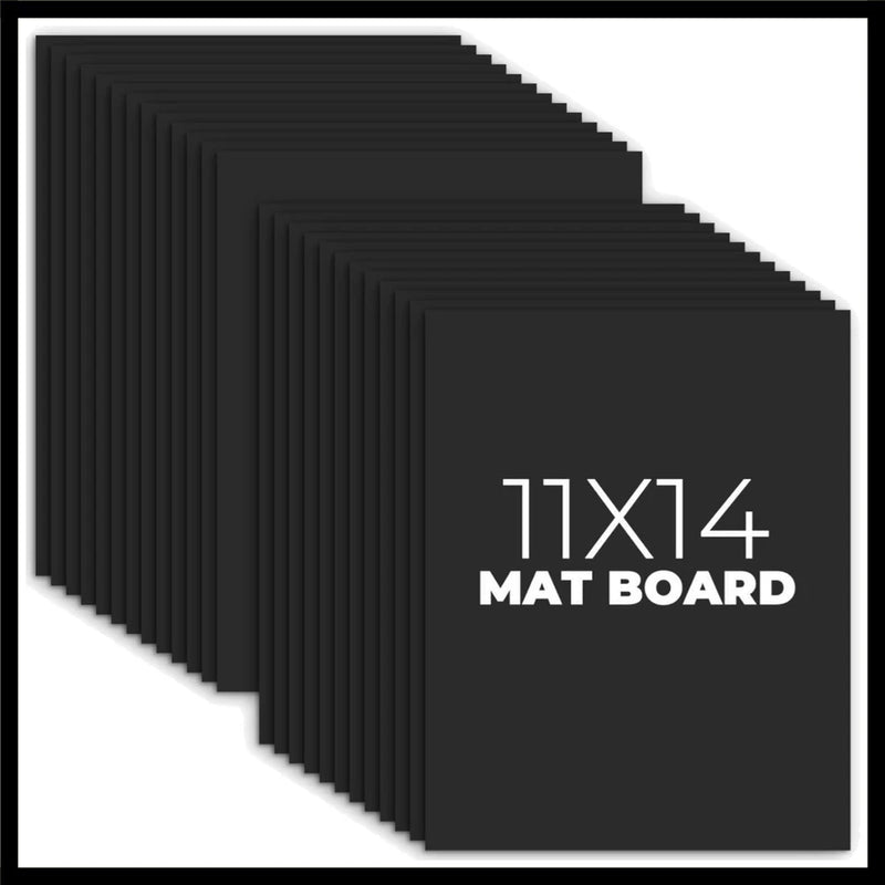 11x14 Inch Black Uncut Picture Mat Boards, 25-Pack Model