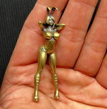 2.5" Brass Hot Rabbit Girl Statue Art Beauty Model Figurine Artwork Collection Model