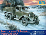 GAZ-AAA Soviet Truck WWW II Scale Plastic Model Kit UM 503 1/48 Unimodel 503 Model