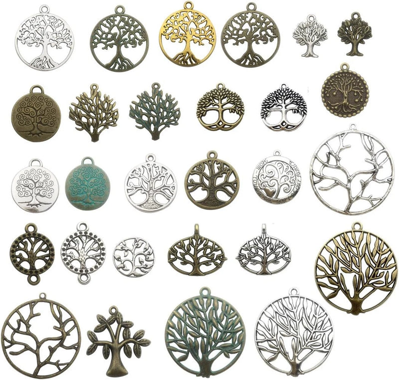 100G Craft Supplies Mixed Tree of Life Pendants Beads Charms Pendants Charms