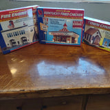 3 Life-Like Building Kits Hampden Fire Engine House, KFC, Town Church NIB Model