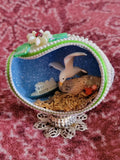 Vintage Happy Kitschy Easter Real Egg Diorama Hand Made Seagull Hagen Renaker Model