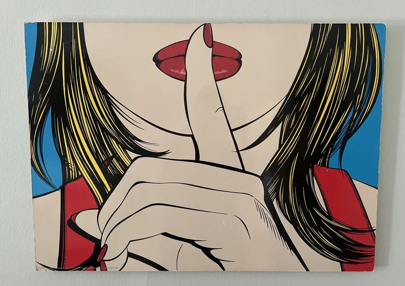 Vintage IKEA Pop Art SSSSHHH Deborah Azzopardi Picture/Print On Board 19? x 27?" Model