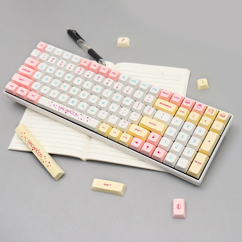 Macaroon Theme Keycap Pink Kawaii 129 Keys Cherry Profile PBT For MX Model