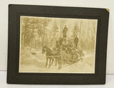 Photo on Board People on Horse Drawn Sled Pulling Tree Logs Logging Loggers Model