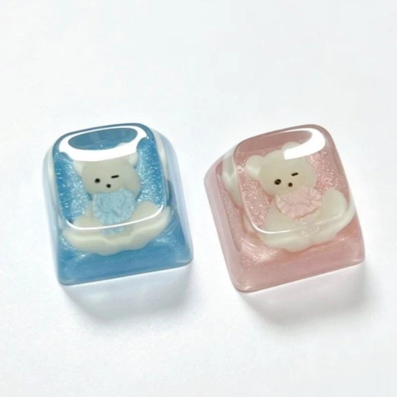 Handcrafted 3D Bear Resin Keycap Epoxy Irregular Keycap Unique for Mechanic Model
